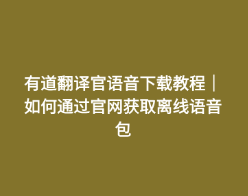有道翻译官语音下载教程｜如何通过官网获取离线语音包